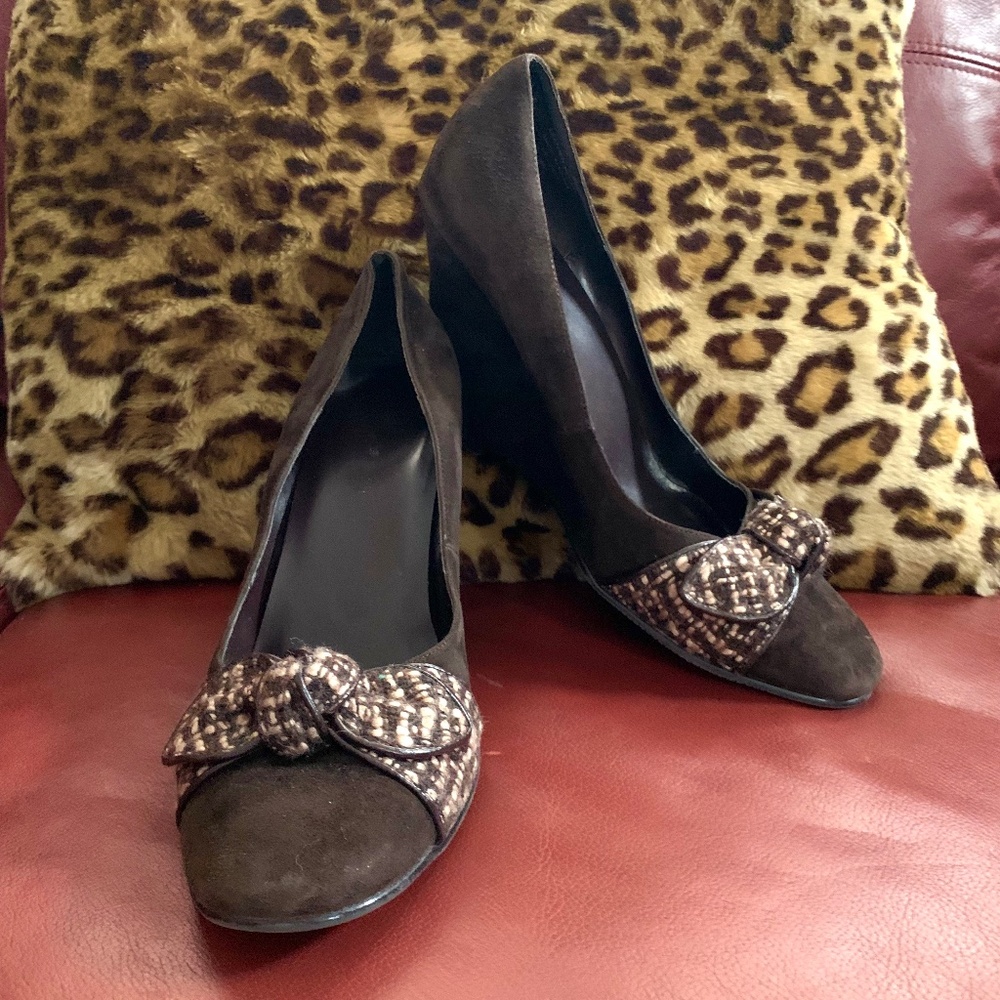 Suede, wedge pumps, 8